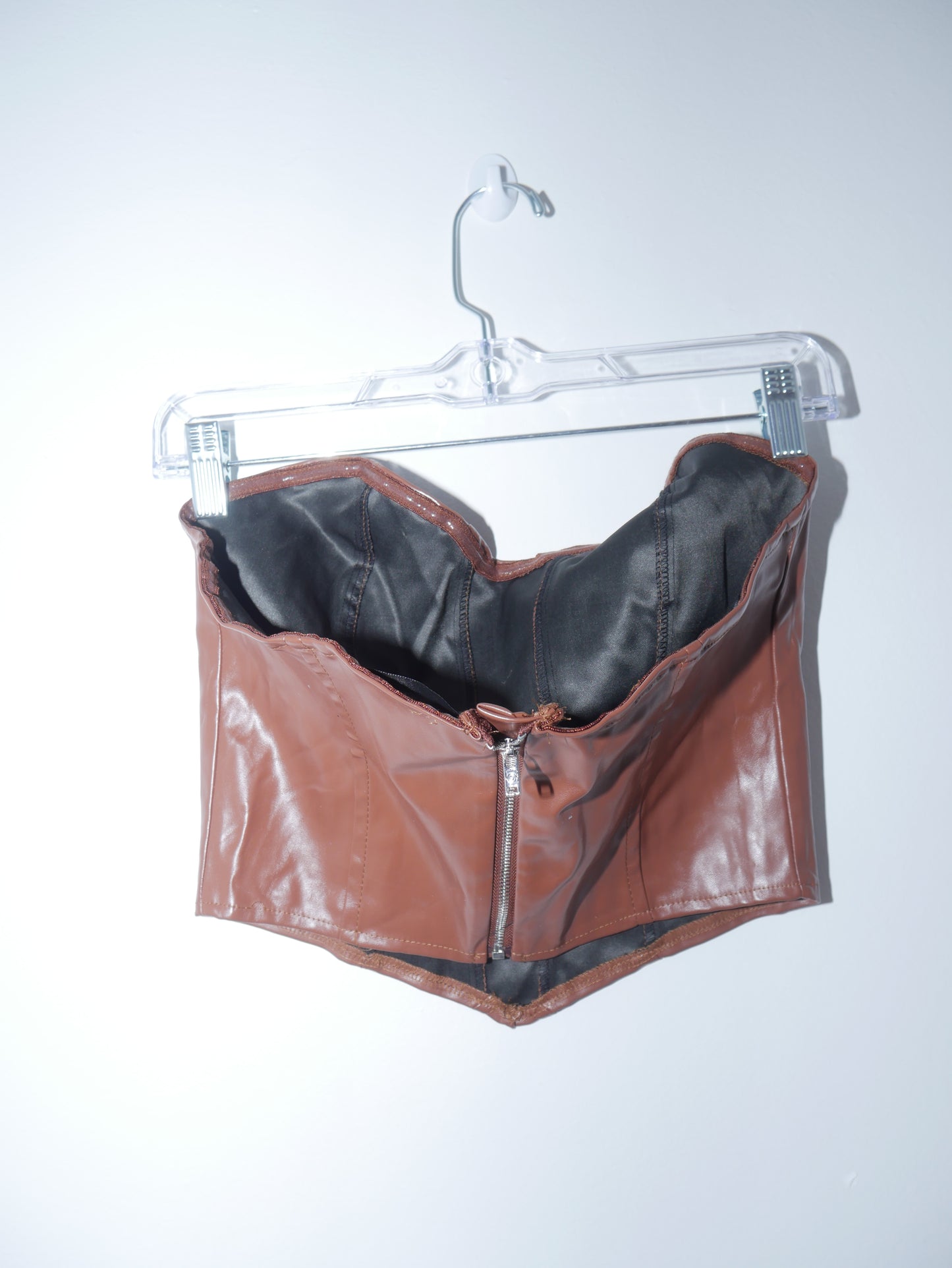Faux Brown Leather Crop Top