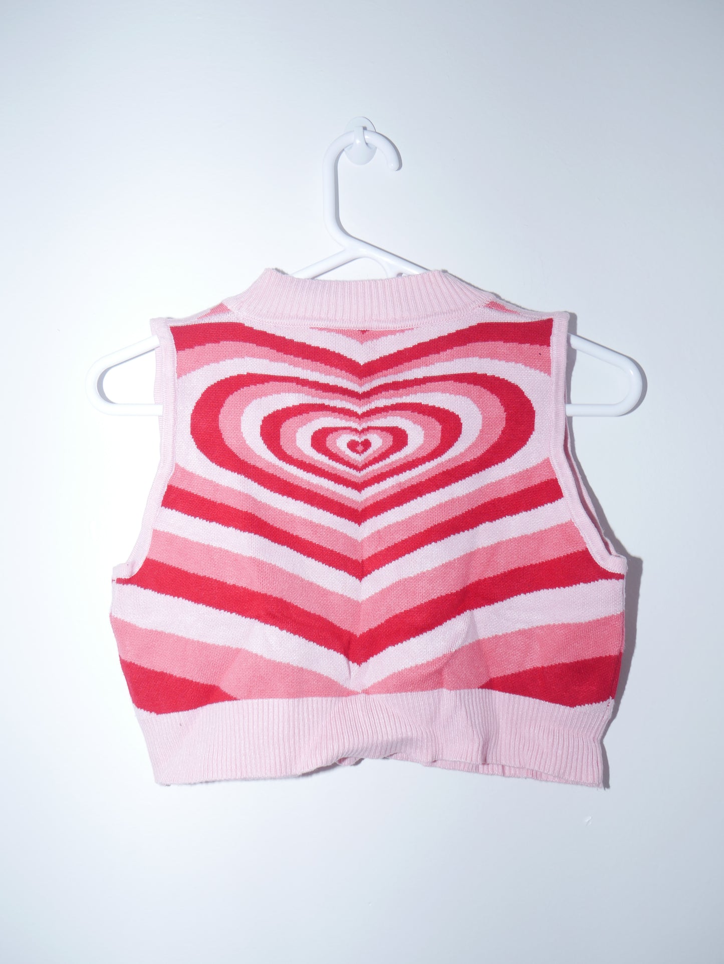 Heart Red Pink Sweater Crop Top Vest