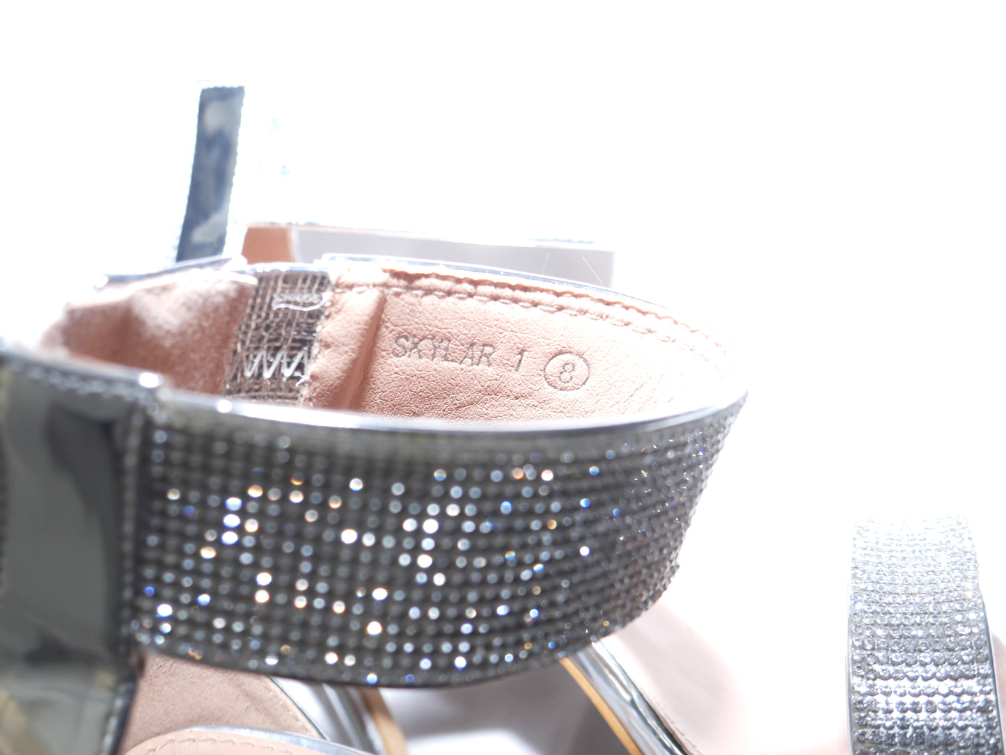 Silver Rhinestone Ankle Heels