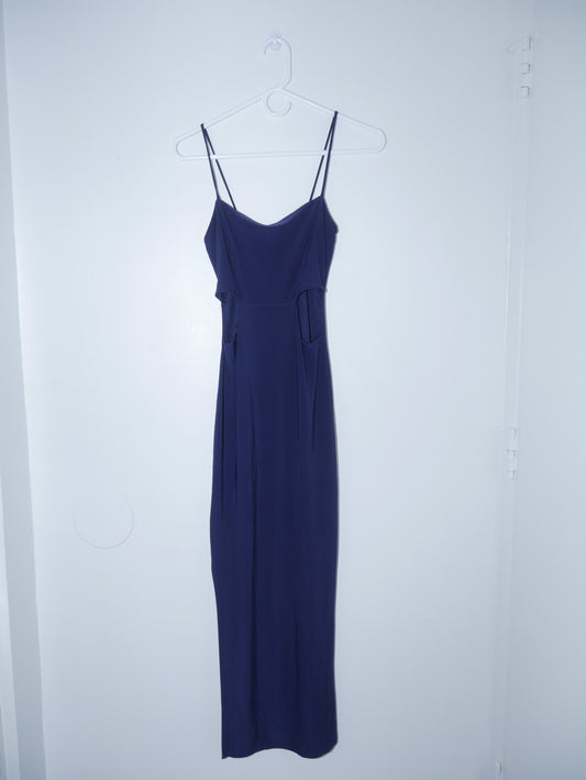 Navy Blue Strech Cut Out Dress