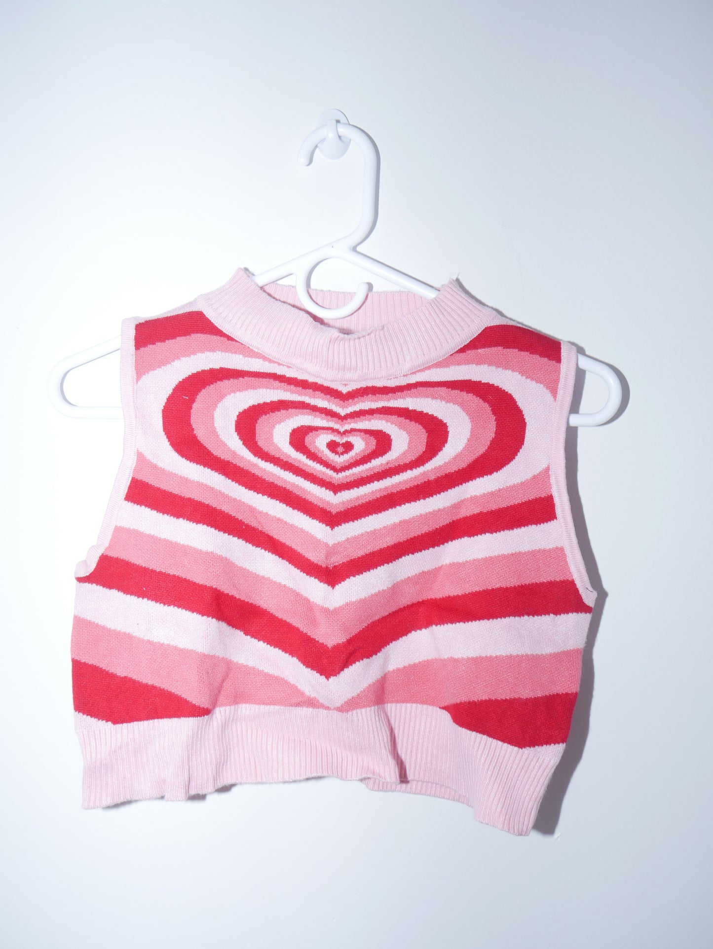Heart Red Pink Sweater Crop Top Vest
