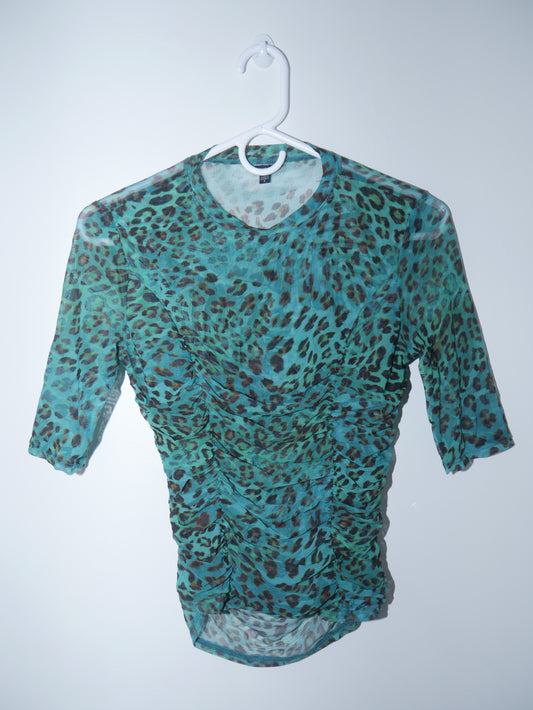 Green Leopard Mesh Shirt