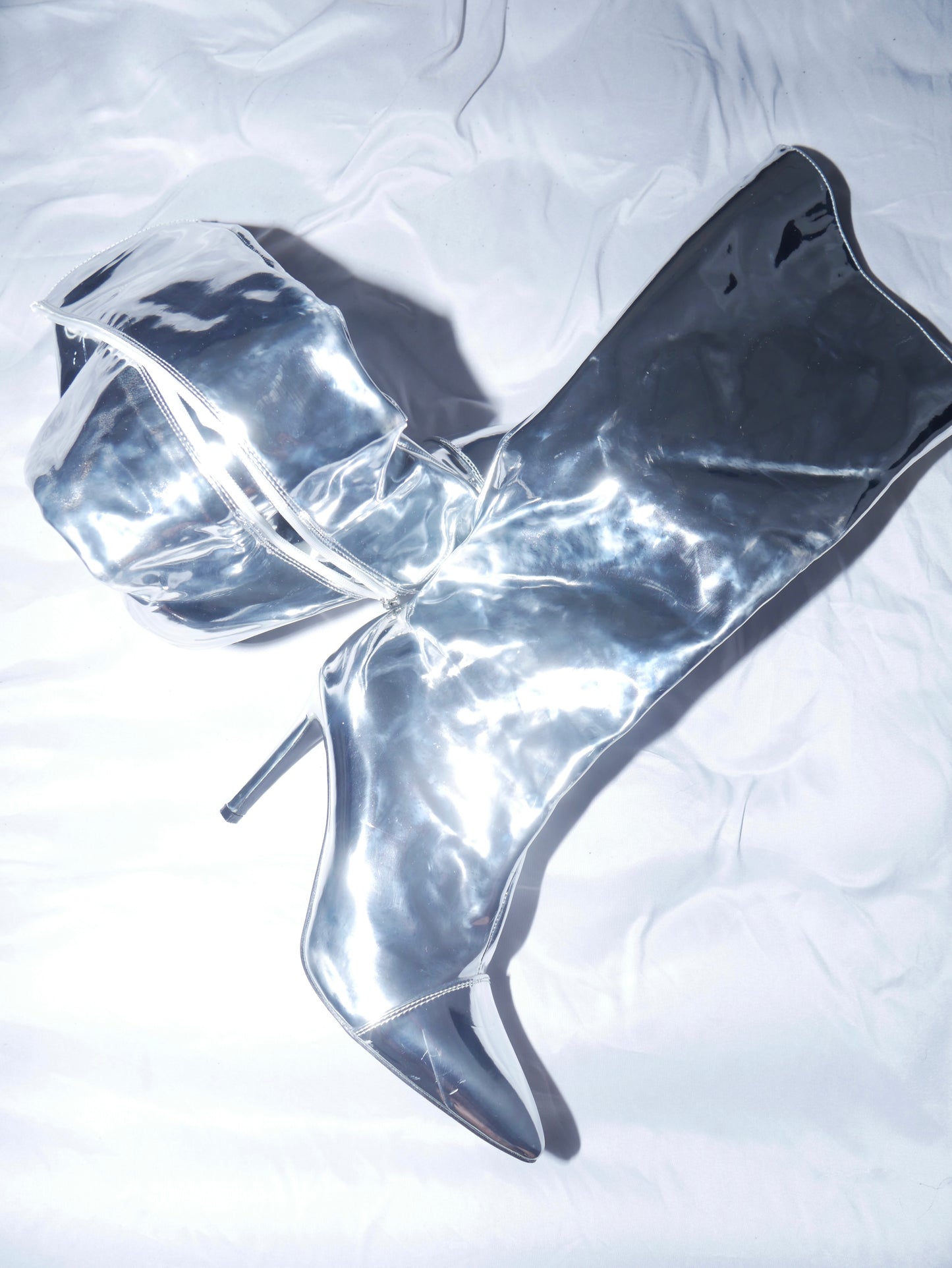 Silver Mid-High Heels