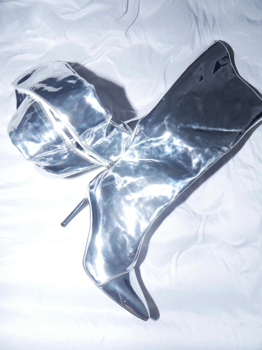 Silver Mid-High Heels