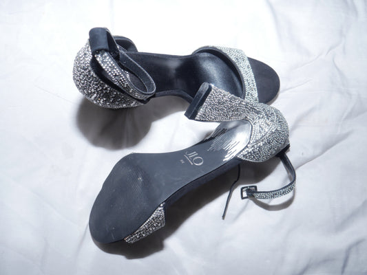 Black Rhinestone Ankle Heel
