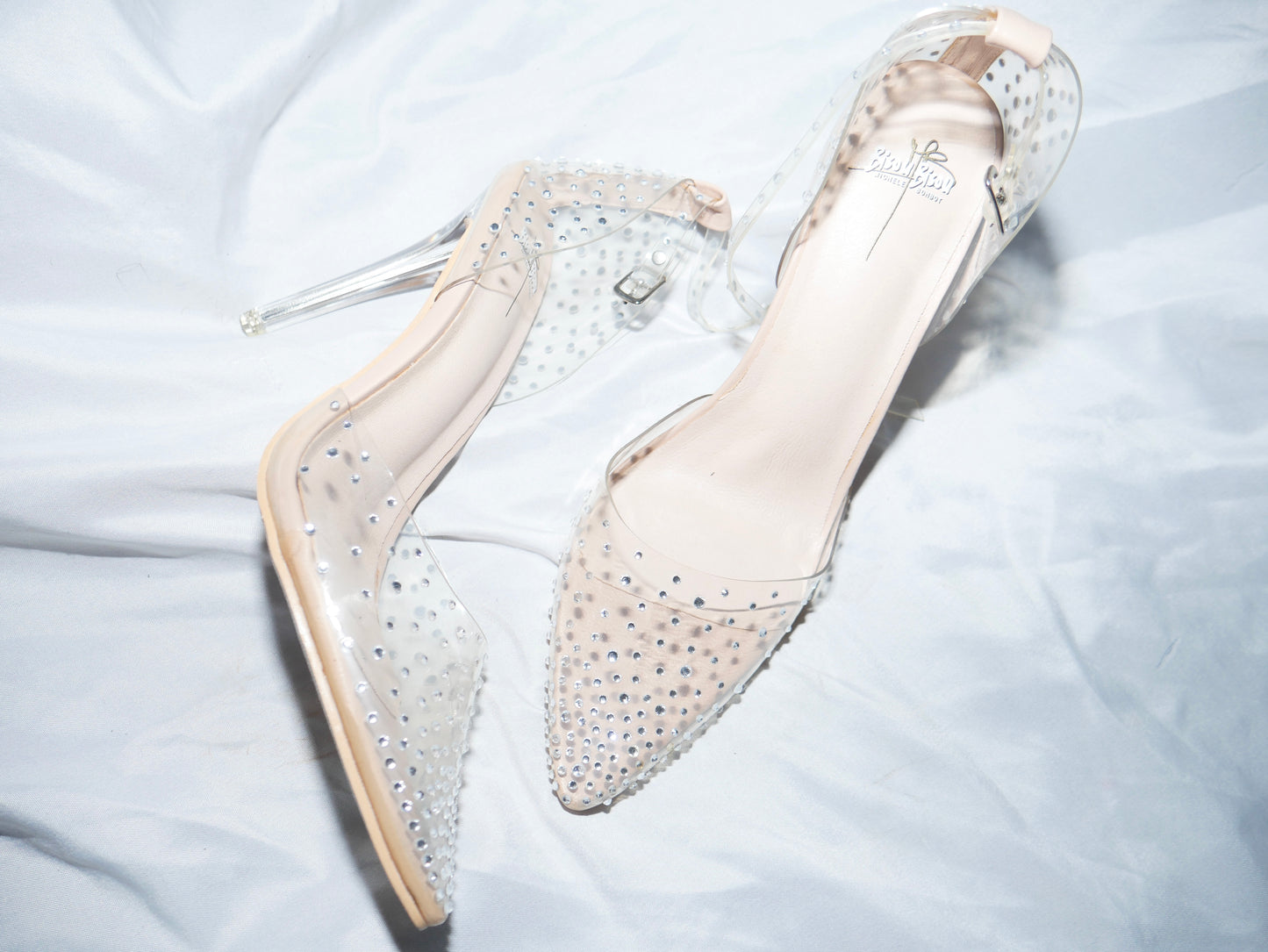 Clear Rhinestone Strap Heel