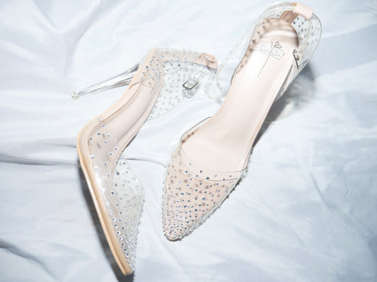 Clear Rhinestone Strap Heel