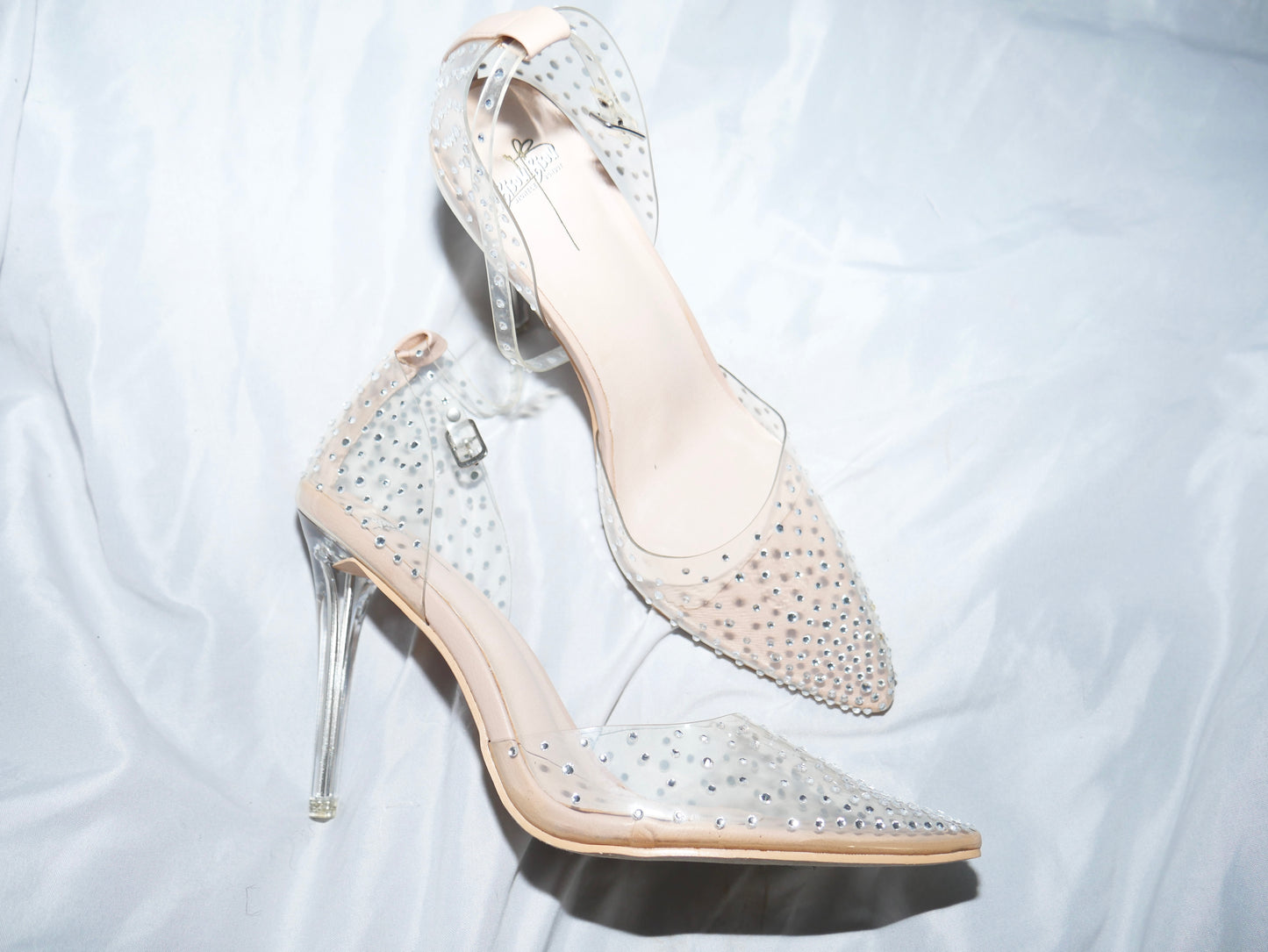 Clear Rhinestone Strap Heel